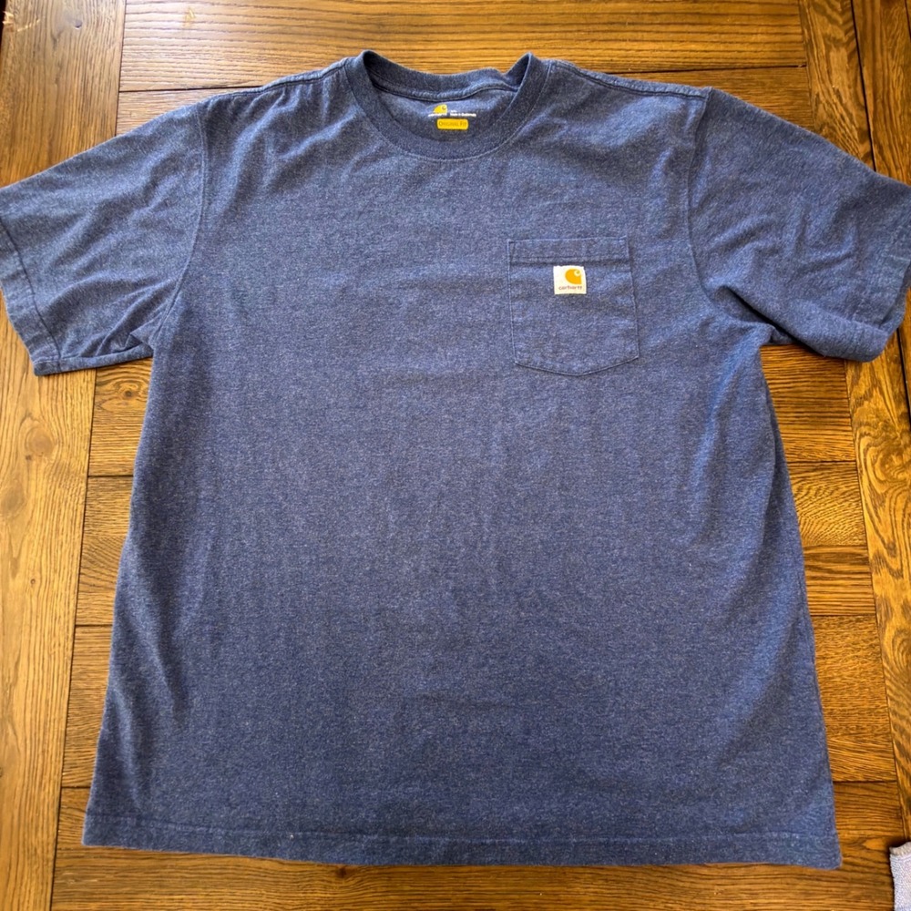 Carhartt Mens XL Original Fit Short Sleeve Pocket T-Shirt Heather Blue K87